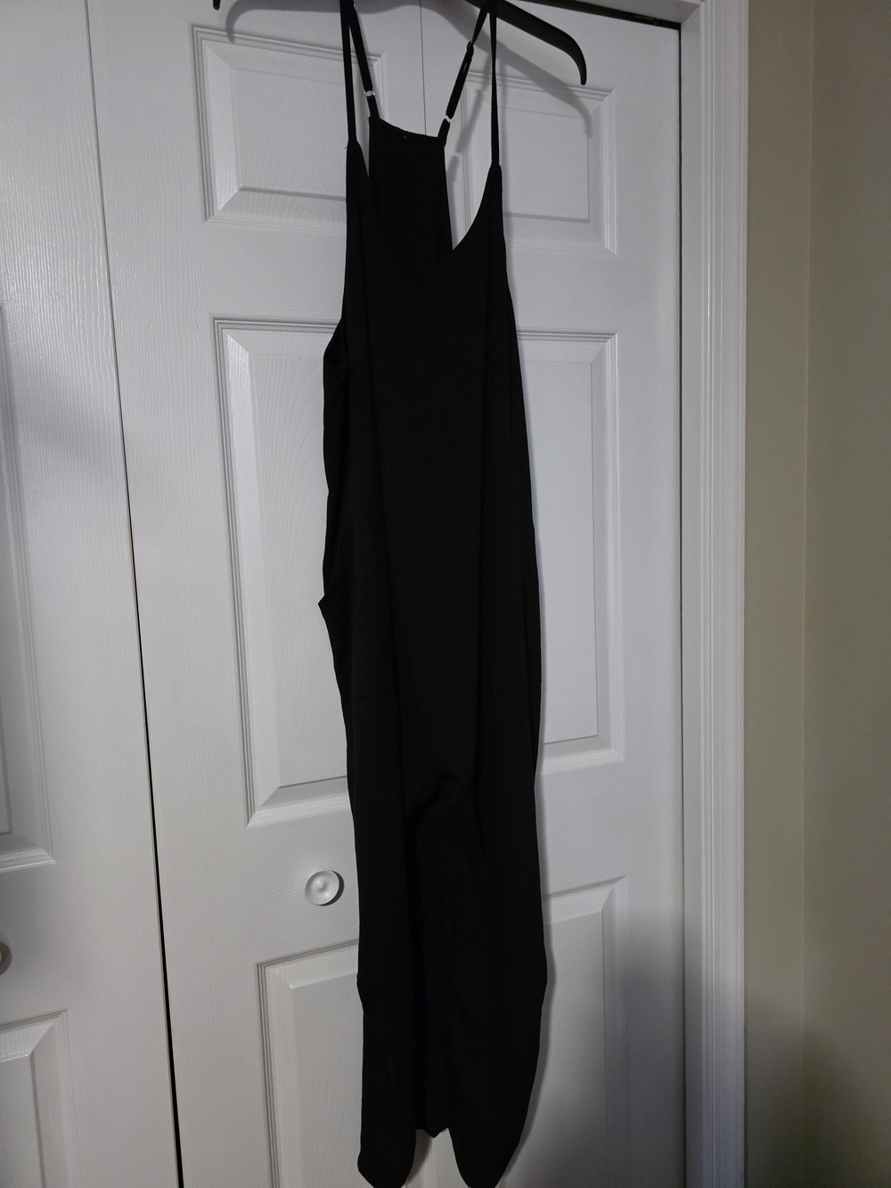 Anrabess Black Spaghetti Strap Jumpsuit